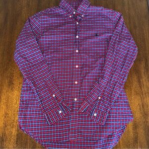 Ralph Lauren Red Plaid Cotton Button Down Collar Shirt‎ Size Large